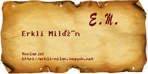 Erkli Milán névjegykártya